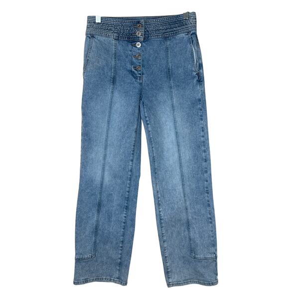 Chelsea & Violet Women’s Crop Straight Leg Button Fly Blue Denim Jeans Size 27 - Picture 1 of 8